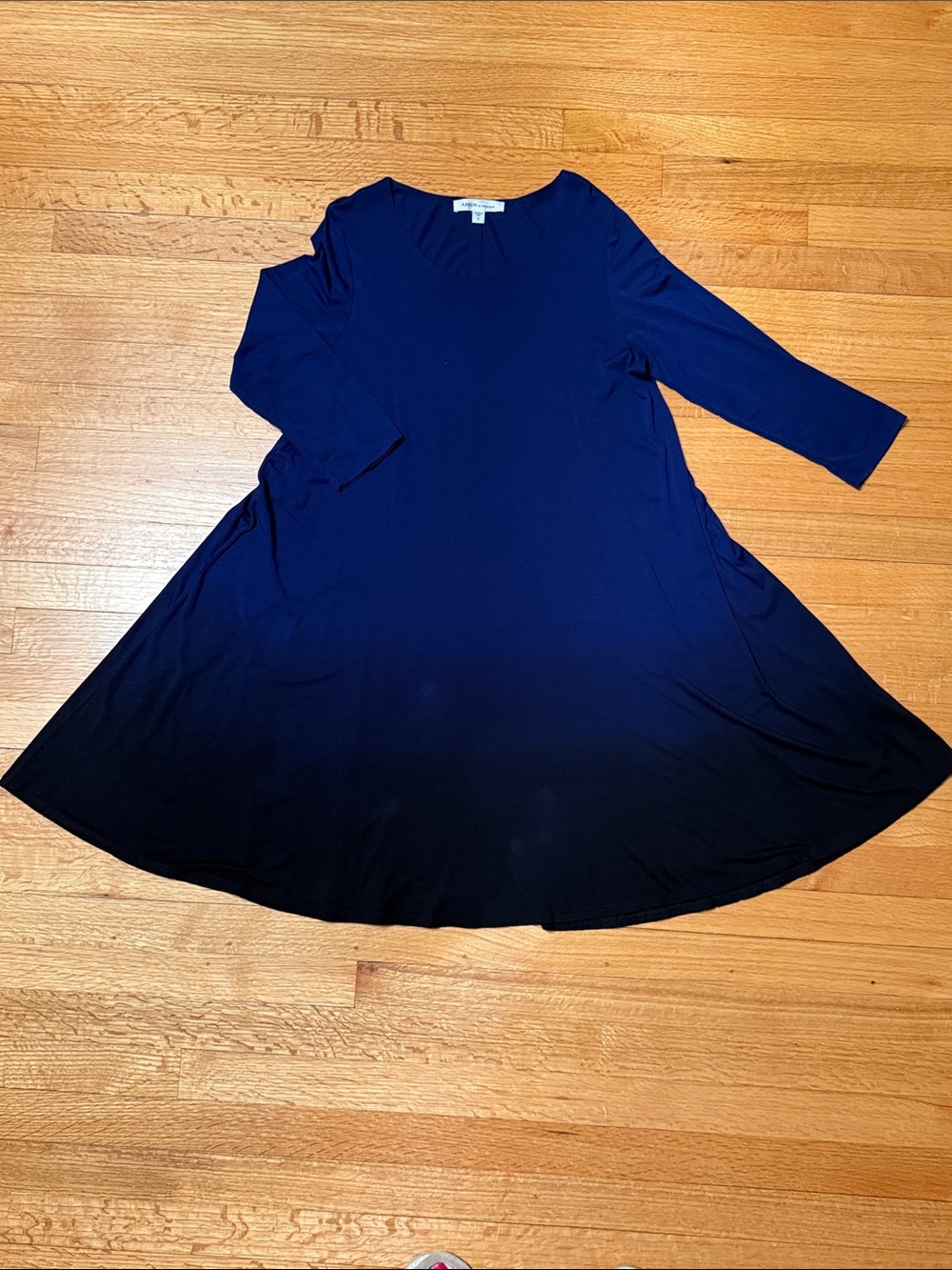Karen Kane Dark Navy Ombre to Black Long Sleeve A-Line Dress